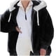 thumbnail image 1 of Fnochy Liquidación Chaqueta con capucha y cremallera de felpa holgada de invierno para mujer de talla grande, 1 of 6