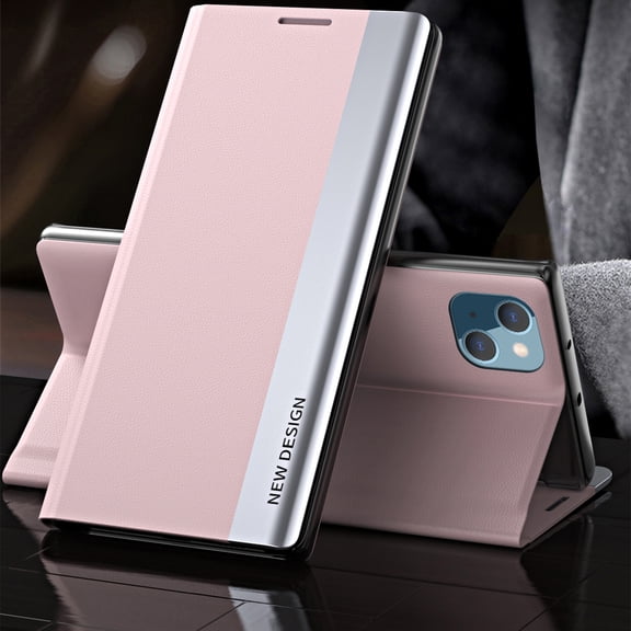 AUshell for iPhone 14 Plus Case (6.7" 2022), PU Leather Magnetic Stand Holder Holster Full Protection Platin Frame Anti-scracth/Shockproof TPU Shell for iPhone 14 Plus, Pink