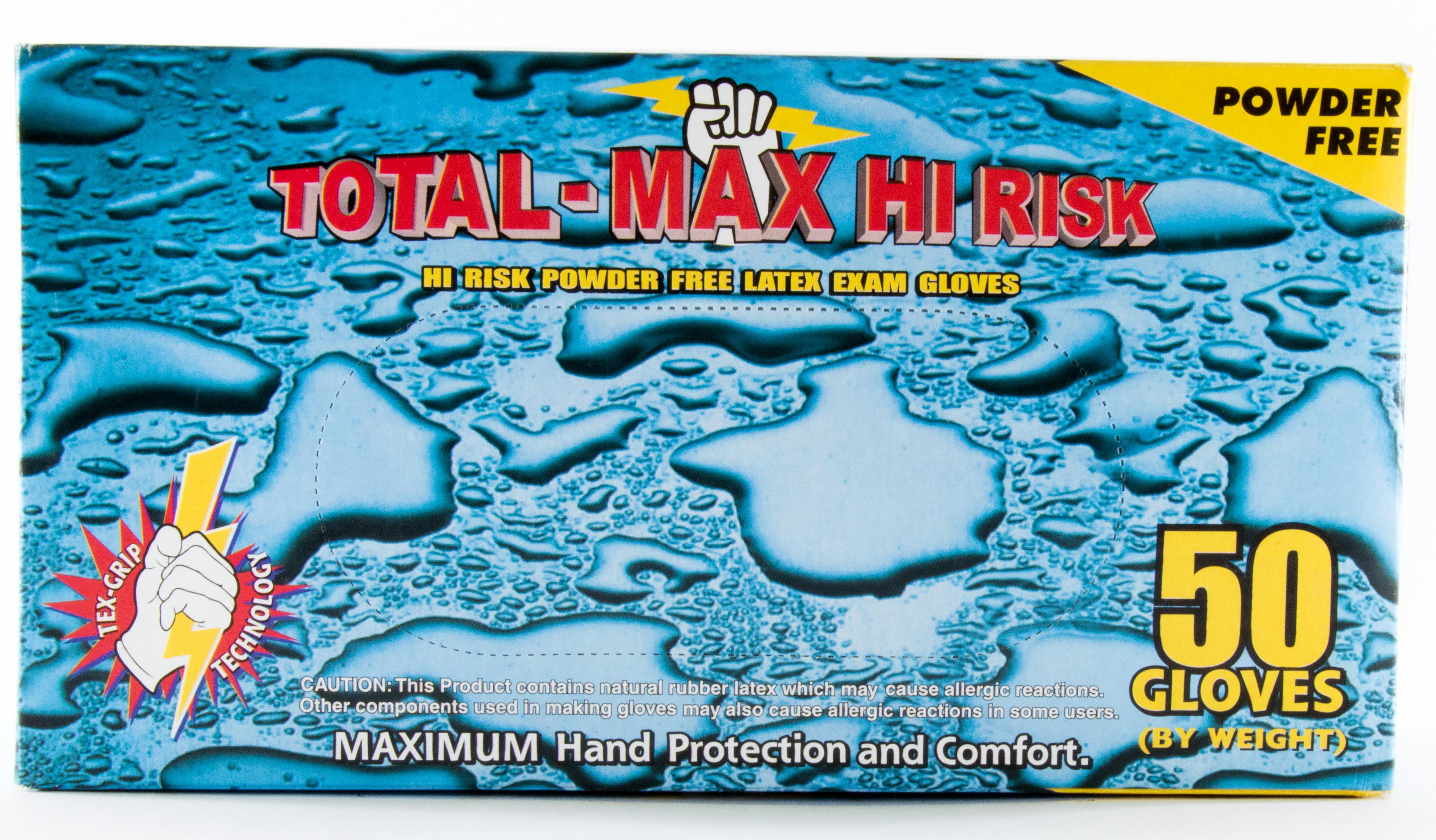 Total Max HiRisk PowderFree Latex Gloves 15 Mil Box of 50 (Small