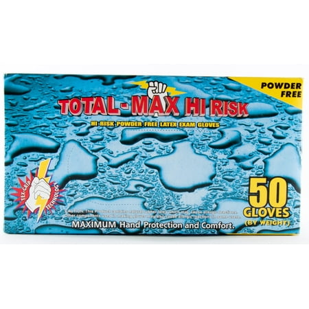 Total Max Hi-Risk Powder-Free Latex Gloves – 15 Mil Box of 50 (Small)
