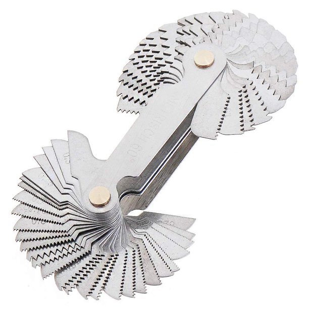 Medidor de tornillo métrico, imperial y estadounidense Sae Whitworth de 55 grados y métrico de 60 grados y medidor de paso de rosca de 60 grados para medición industrial