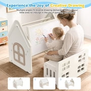 Funjoypals 9 in 1 Multifunctional Kids Activity Table Building Block Drawing Table for Children Kids Age 3-8 Indoor Playroom Bedroom