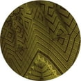 thumbnail image 1 of Ahgly Company Machine Washable Indoor Round Transitional Dark Yellow Green Area Rugs, 4' Round, 1 of 7