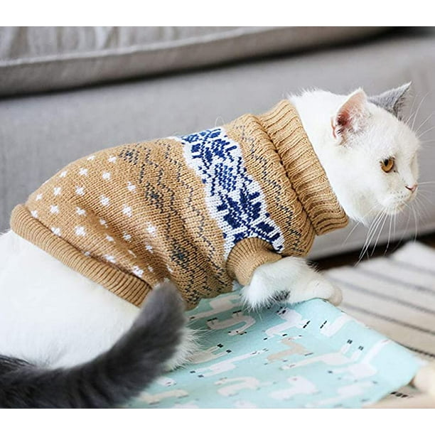 Ropa de gato sueter para gatitos perros pequenos gatos ropa de punto de invierno calida suave y muy elastica apta para mascotas hombre mujer XL 10 pulgadas JAMW Sencillez Walmart en linea