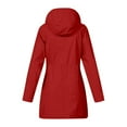 thumbnail image 4 of WTOBBY Women Solid Stripe Mid-Length Waterproof Sun Protective Outdoor Sports Rain Jacket, Windproof Hooded for Casual and Active Use,Red 2XL, 4 of 4