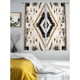 thumbnail image 4 of Sheer Curtains 72 Inches Long, Boho Black Brown Light Filtering Window Curtains for Living Room, Retro Geometric Southwestern Ethnic Rod Pocket Voile Sheer Curtain Drapes, 52"W x 72"L, 2 Panels, 4 of 8