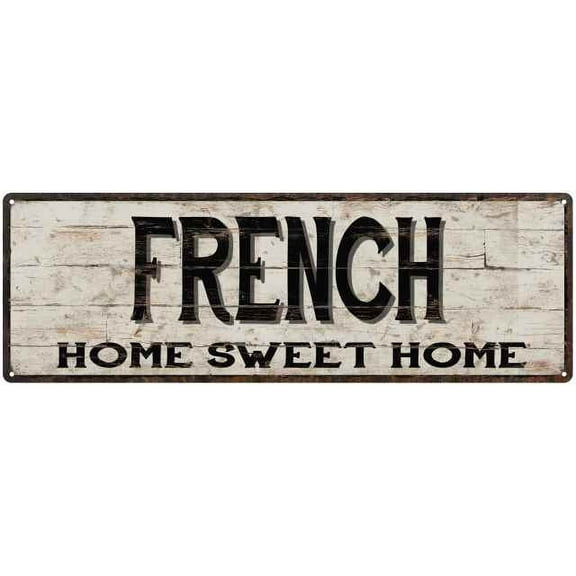 FRENCH Rustic Home Sweet Home Sign Gift 6x18 Metal Decor 206180084473