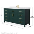 thumbnail image 5 of Wyndham Collection Beckett 60" Wood Single Bathroom Vanity in Green/Brushed Gold, 5 of 6