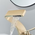 thumbnail image 2 of Zamery Brass Brushed Gold Waterfall 5.9 in Bathroom Faucet, 2 of 8