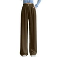 thumbnail image 2 of FAMTKT Women's Loose Fit High Waisted Wide Leg Pants Straight Long Trousers Suit Pants Casual Pants, 2 of 7