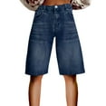 thumbnail image 2 of High Waist Denim Shorts, Audhol Womens Summer Denim Shorts Trendy High Waist Ripped Distressed Jean Shorts Stretchy Hem Casual Jean Shorts Women's Jean Shorts Blue M, 2 of 9