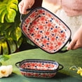 thumbnail image 3 of ONECCI Baking Dish Ceramic Baking Pan Blue Casserole Dish Porcelain rectangular Baking Set 2pcs Bakeware Sets Lasagna Pan Baking Dishes for oven(Pum flower), 3 of 6