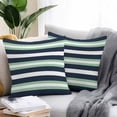 thumbnail image 2 of Green Navy Blue Stripe Outdoor Pillow Covers Set of 2 Modern Abstract Waterproof Throw Pillow Case Decorative Square Cushion Cover for Patio Couch Garden Balcony, 18"x18", 2 of 9