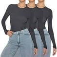 thumbnail image 2 of Comdrip Womens Tops, 3 Pack Womens Cute Basic Slim Fitted Tops Business Work Tee Fall Fashion Outfits 2025 Clothes Going Out Tops for Women K XS, 2 of 4