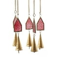 thumbnail image 5 of DecMode 34" Multi Colored Metal Indoor Outdoor Geometric Windchime with Stained Glass, 5 of 9