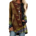 thumbnail image 2 of Gvmfive Women Ethnic Print Long Sleeve Round Neck Casual Loose Tops, 2 of 4