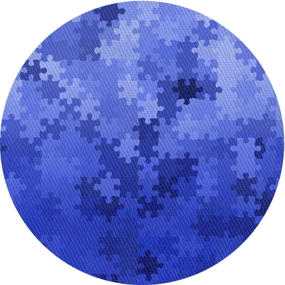 Ahgly Company Indoor Round Patterned Blue Ribbon Blue Area Rugs, 7' Round