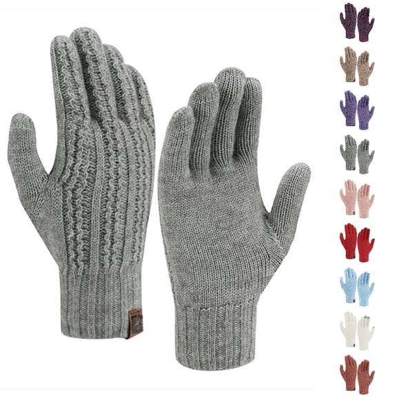 GPOECD Winter Gloves Solid Color Knitted Warm Mittens Suitable for Both Men and Women Providing Cold Weather Comfort