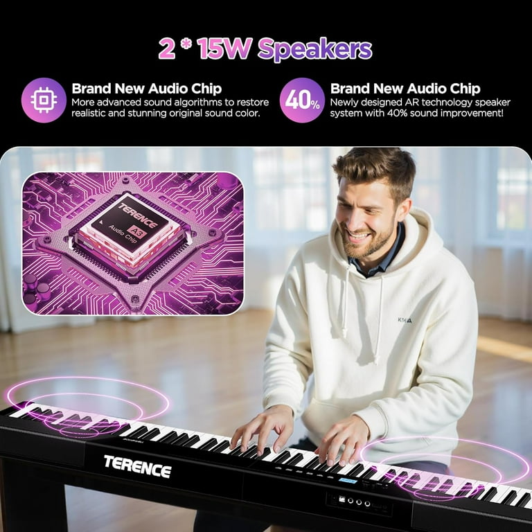 Terence, Digital Piano, 88 Keys V50, Weighted Dynamic Keyboard