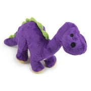 goDog Dinos Bruto with Chew Guard Technology Durable Plush Squeaker Dog Toy, Small, Purple