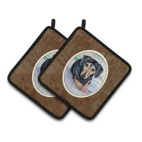 Carolines Treasures 7076PTHD Black and Cream Dachshund Pair of Pot Holders , 7.5HX7.5W, multicolor