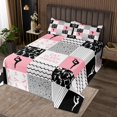 thumbnail image 2 of Erosebridal Gymnastics Dancing Coverlet Set King, Patchwork Bedding Set, Geometric Checkered Decor, 3pcs, 2 of 5