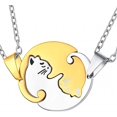 thumbnail image 1 of Pareja corazón o gato Bff mejor amigo para niñas rompecabezas amistad colgante collares, acero inoxidable 316l, 2-goldsilver Feliz Sencillez, 1 of 5