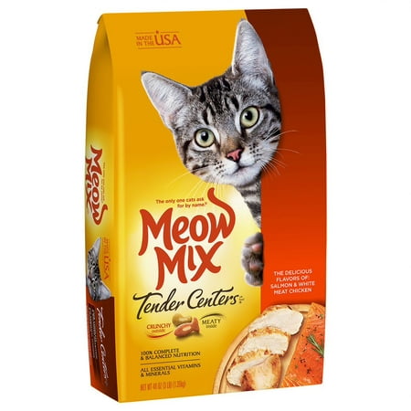 Meow Mix Tender Centers Salmon & White Meat Chicken Flavors Dry Cat Food, 3 (Best All Meat Cat Food)