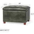 thumbnail image 3 of 24'' Leather Ottoman with Storage Rectangle Foot Rest Ottomans Stool for Living Room(Green,Leather Texture), 3 of 13