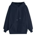 thumbnail image 2 of Patlollav Winter Women Coats Plus Size Solid Long Sleeve Button Pocket Hooded Sweatshirt, 2 of 7