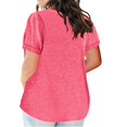 thumbnail image 4 of Women's Color Block Gradient Print V Neck Short Sleeve Casual Loose Tops, 4 of 6