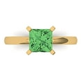thumbnail image 2 of 1.5 ct Brilliant Princess Cut VVS1 Green Zircon 14k Yellow Solid Gold Solitaire Wedding Bridal Anniversary Engagement Ring size 10.75, 2 of 7