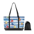 thumbnail image 7 of FORMRS Canvas Laptop Tote Bag for Women with 15.6" Computer Compartments Shoulder Handbag, Orange Sailboats, 7 of 7