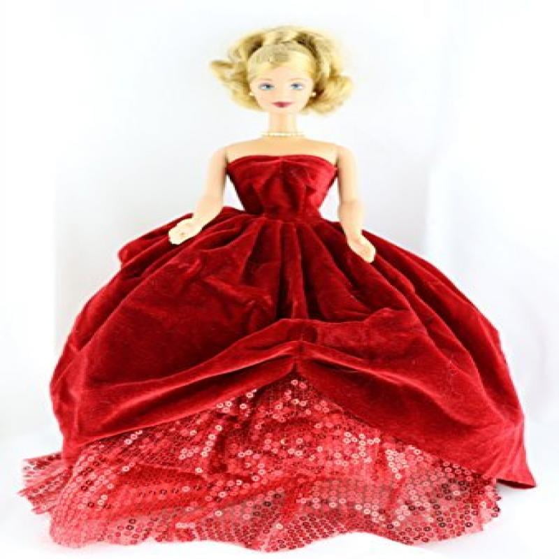 2015 Limited Ed. Holiday Gown Red and Red Velvet Skirt Made to Fit Barbie Doll - Walmart.com