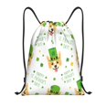 thumbnail image 1 of Wukai happy dog. St. Patricks Day Print Drawstring Backpack Bag Sport Gym Sackpack Large Size String Backpack Cinch for Women and Men-Small, 1 of 6