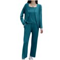 thumbnail image 5 of hoksml Women's Modal Pajama Set 3-Piece - Solid Color Cami Top and Light Long Sleeve Cardigan and Pants Lounge Wear, 5 of 5