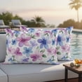 thumbnail image 5 of Spring Floral Pillow Covers 2 Pack Blue Pink Flower Green Leaf Watercolor Rustic Farmhouse Pillowcase Waterproof Outdoor Throw Pillow Cover for Patio Balcony Rectangular Cushion 20”x12”, 5 of 9