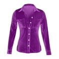thumbnail image 7 of Meichang Velvet Tops for Women Vintage Long Sleeve Button Down Shirts Spring Casual Dressy Blouse with Pockets, 7 of 7