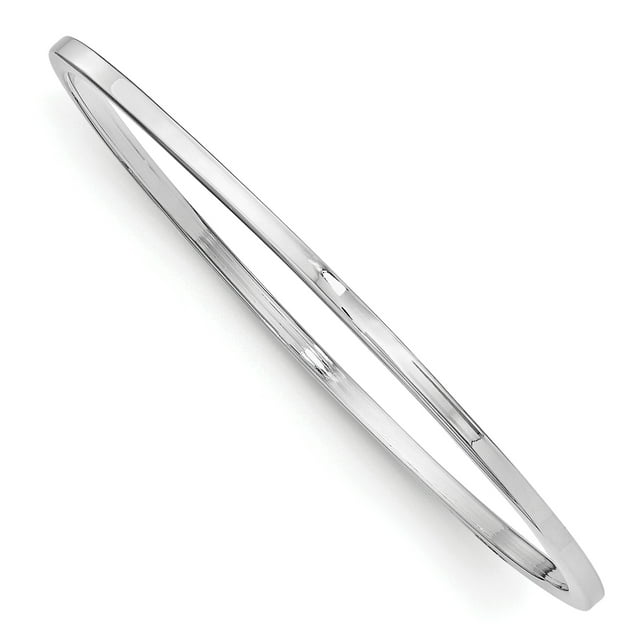 Sterling Silver Rhod. Plated Polished Slip-on Child's Bangle (Weight: 6.03 Grams, Length: Inches)