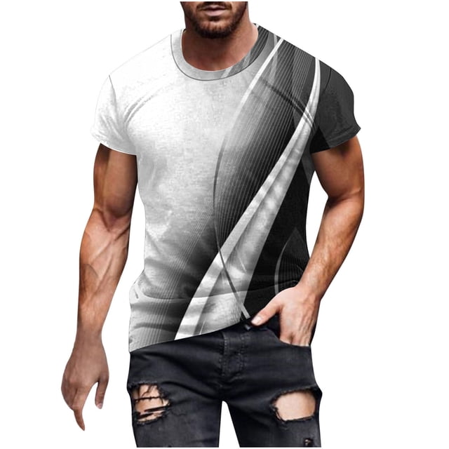 Camisetas de Manga Larga para Hombres Imprimir Casual Cuello Redondo Camiseta de Manga Corta, Camisetas de Manga Larga para Hombres Algodón