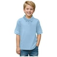 thumbnail image 3 of WUANDIXFA Boys Short Sleeve Pique Polo Shirt School Uniform Shirts for Kids (Sky Blue, 5-6 Years), 3 of 9