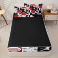 thumbnail image 4 of Homewish Red Black Baseball Patchwork Zipper Twin Comforter Sets with Fitted Sheet and 2 Pillowcases, Sport Zipper Bedding Set for Boys and Girls, Black Reversible, 4-Piece, 4 of 6