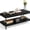 Black, variant on HarmonyStrings 2-Tier Industrial Coffee Table with Storage Shelf for Living Room, Wood Look Accent Furniture with Vintage Wooden Board Stable Metal Frame Cocktail Table Tea Table