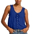 thumbnail image 2 of Qulqfy Tank Tops for Women Cotton Blue Lace Sleeveless Crew Neck Casual Flowy Button Down Tunic Summer Tops L, 2 of 6