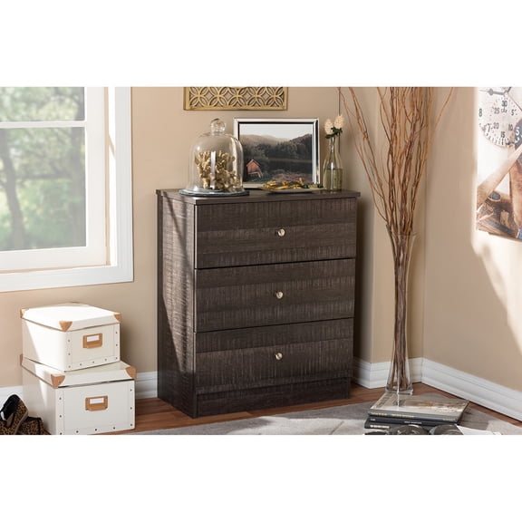 Baxton Studio Decon Modern and Espresso Brown Wood 3-Drawer Storage Chest
