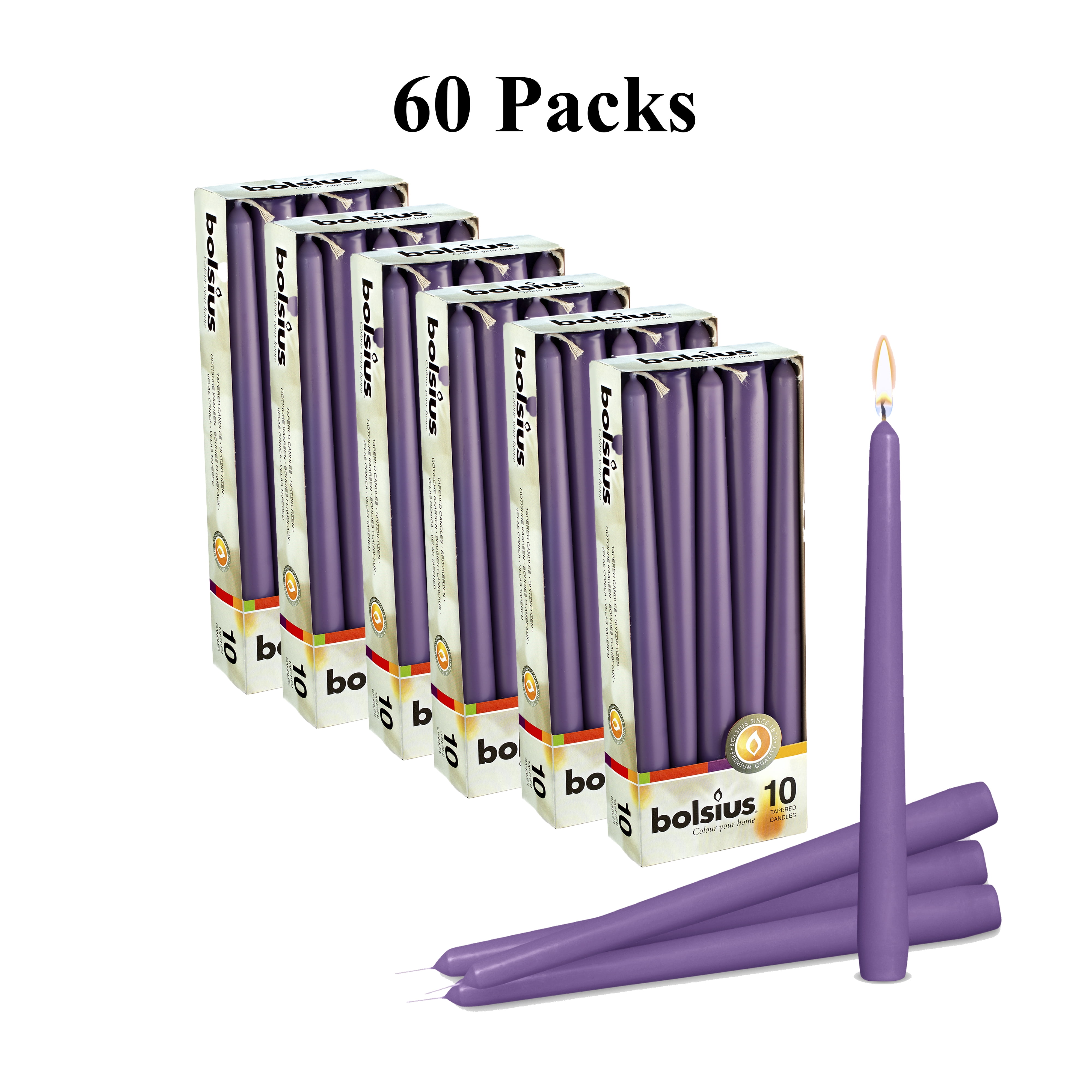 Bolsius Purple Taper Candles Christmas Decor 10" Wedding Candles Set