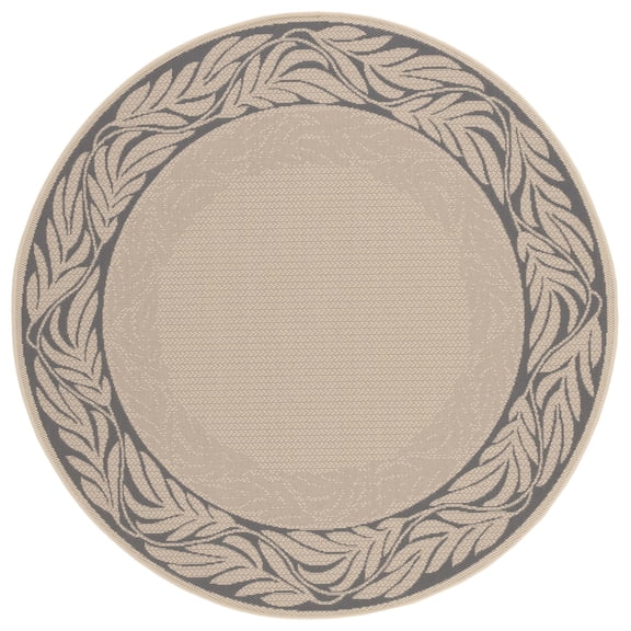 Safavieh Courtyard Micah Floral Indoor/Outdoor Area Rug, Sand/Gray, 6'7" x 6'7" Round