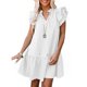 thumbnail image 2 of Vestido con mangas cortas con volantes, vestido de verano para mujer con mangas cortas con volantes y cuello en V, vestido con cordón, innovación moderna, 2 of 2