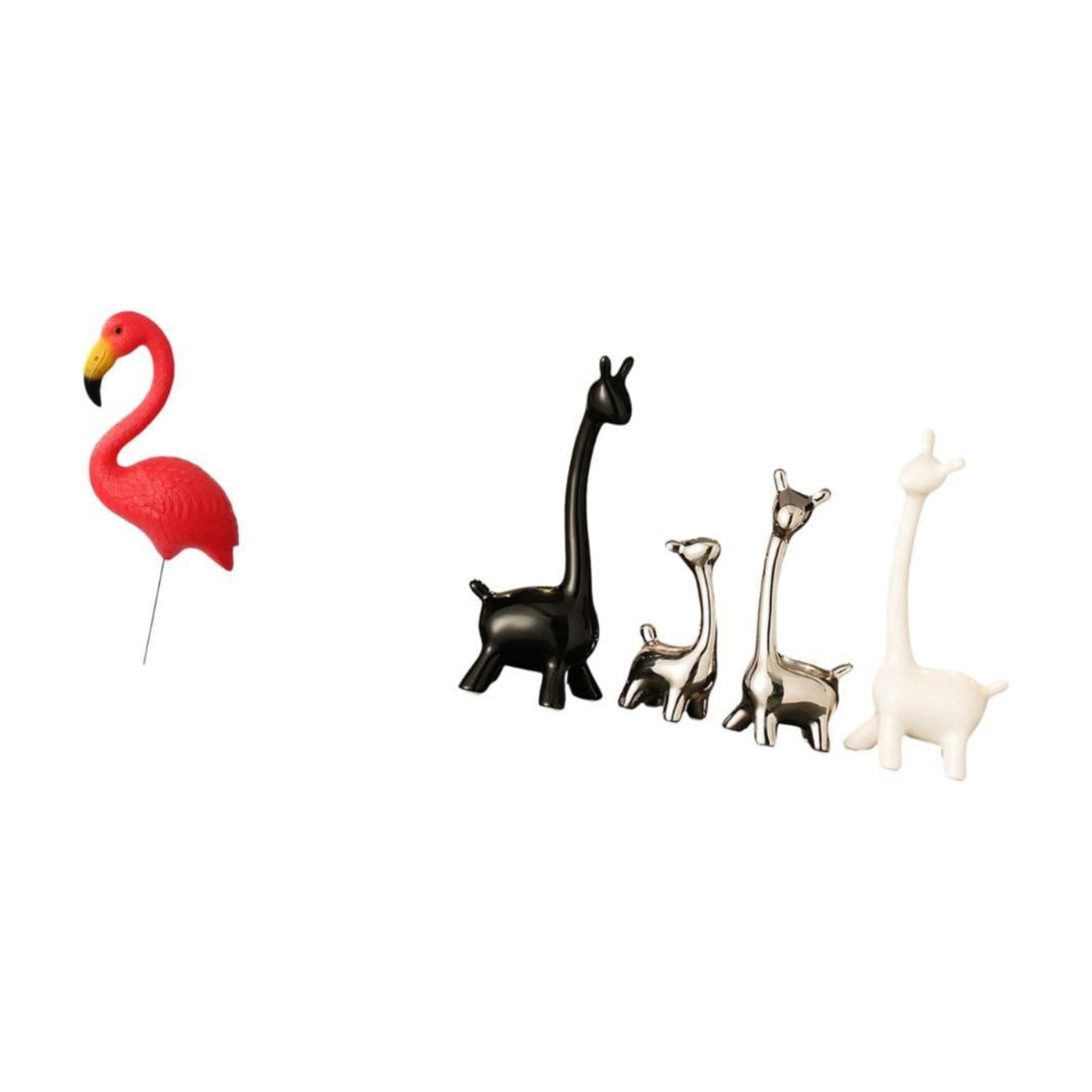 Miulika Bird Giraffe Statue Figurine Yard Art Ornament Flamingo Garden Stake Sculpture Ceramic Centerpiece Modern Creative Desk Office Bookshelf Bedroom Decor Holiday Spring