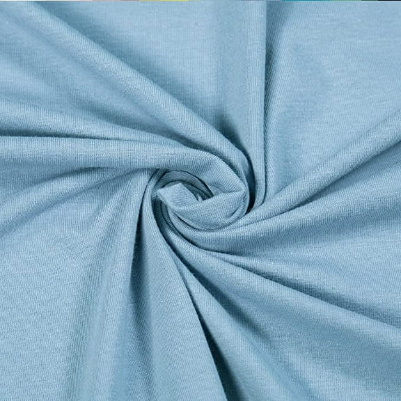 FabricLA Cotton Spandex Jersey Knit Fabric by The Yard 12OZ - 58/60" Inches (150 CM) Wide - Ultra Soft Cotton Spandex Blend - Baby Blue, 1 Yard
